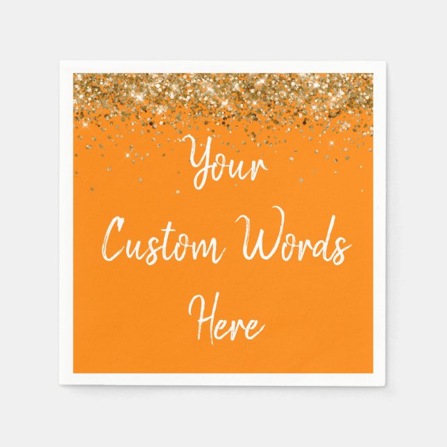 Custom Orange Birthday Party Anniversary Graduate Napkins (Front)