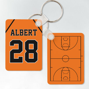 Custom Orange & Black Basketball Court and Jersey Keychain