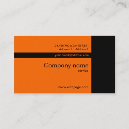 Custom Orange Black Business Card