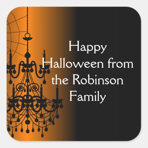 Custom OrangeBlack Chandelier Halloween Square Sticker