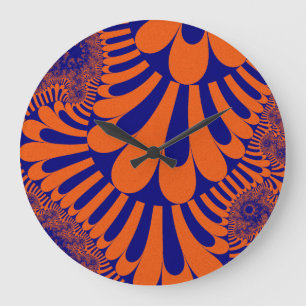 Custom Orange Blue Loop Large Round Wall Clock