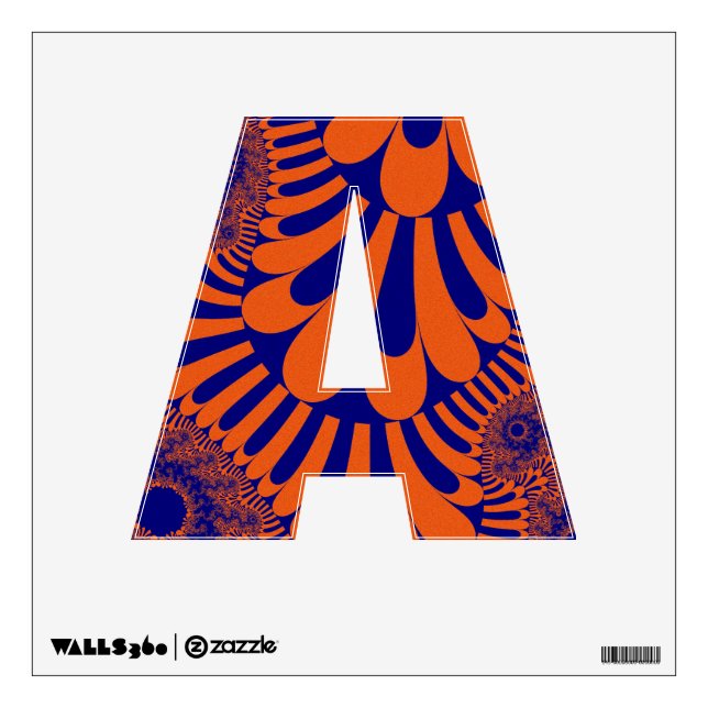 Custom Orange Blue Loop Letter A Decal (Front)