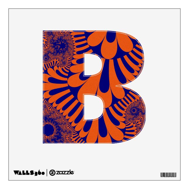 Custom Orange Blue Loop Letter B Decal (Front)