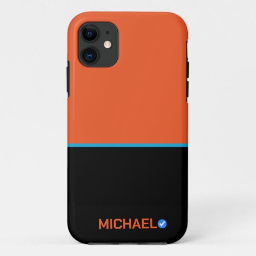 Custom Orange Blue Stripes iPhone 11 Case