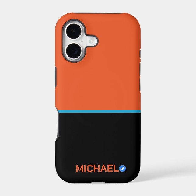 Custom Orange Blue Stripes Iphone Case (Back)