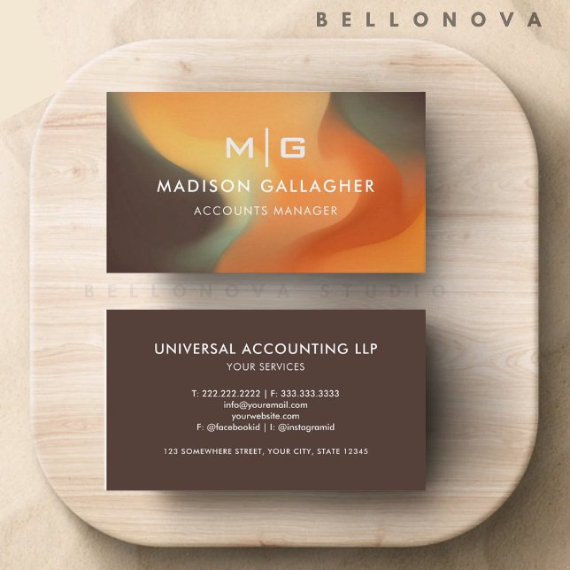 Custom Orange Brown Aesthetic Professional Business Card (Custom Orange Brown Aesthetic Professional Business Card)
