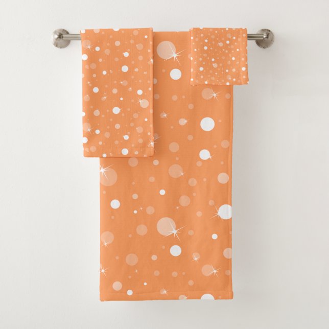 CUSTOM ORANGE BUBBLE BATHROOM TOWEL SET (Insitu)