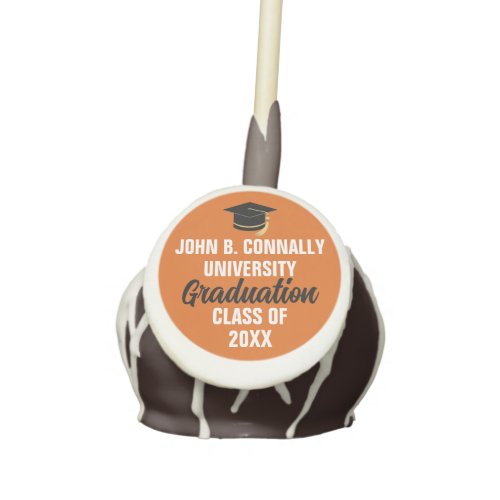 Custom Orange Class of 2024 Graduation Party Cake Pops