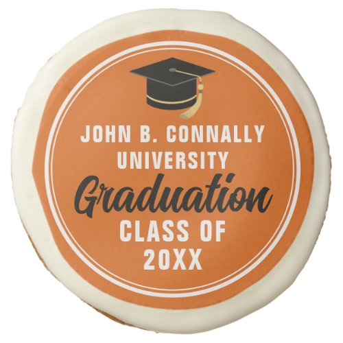 Custom Orange Class of 2024 Graduation Party Sugar Cookie