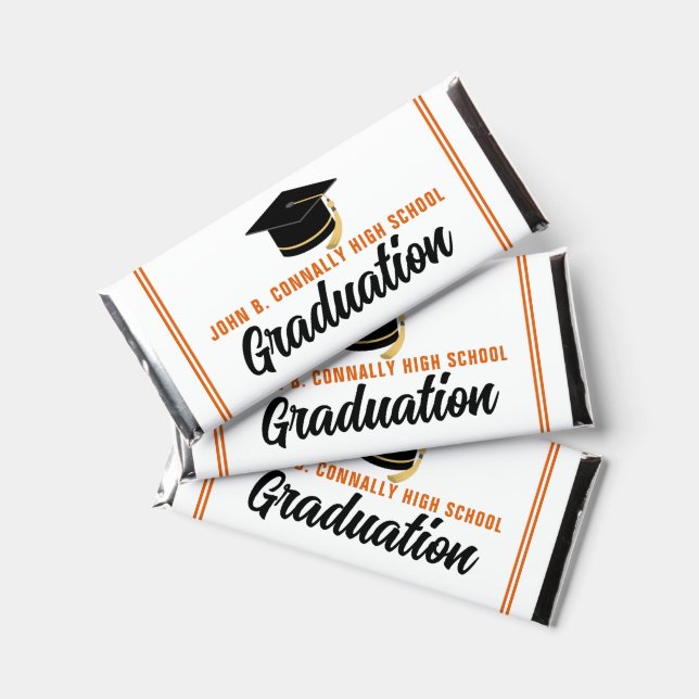 Custom Orange Congratulations Graduation Party Hershey Bar Favors (Front)