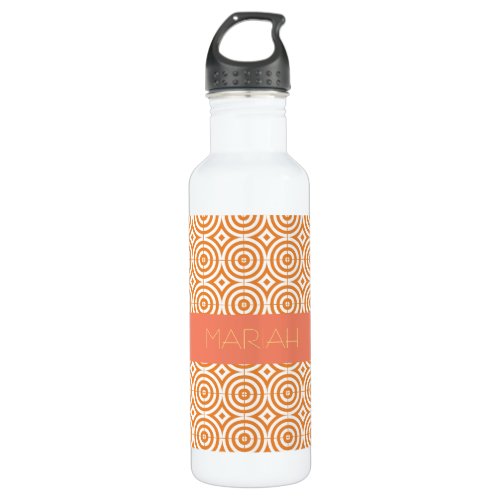 Custom Orange Cream Salmon Yellow Geo Pattern Stainless Steel Water Bottle