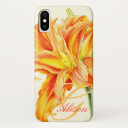 Custom orange daylily floral iphone case