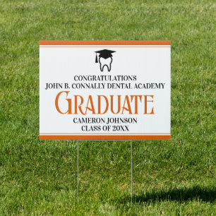 Custom Orange Dental School Graduation Yard Sign