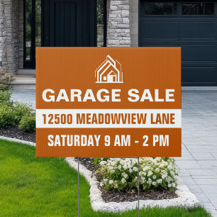 Custom Orange Garage Sale Home Address Yard Sign