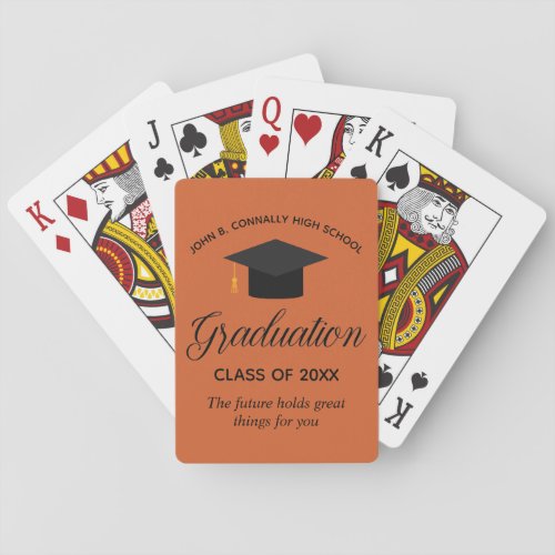 Custom Orange Graduation 2024 Graduate Party Gift Playing Cards
