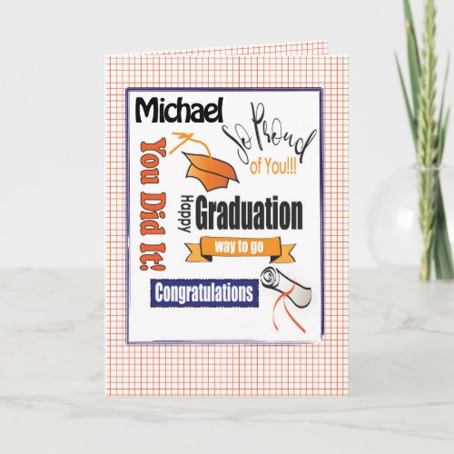 Custom Orange Graduation Card to Personalize