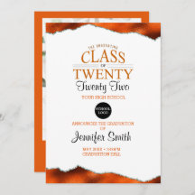 Custom Orange Graduation Invite with Back Photo