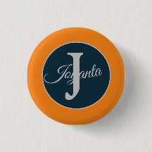 Custom orange greay blue Monogram Elegant