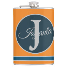 Custom orange greay blue Monogram Elegant