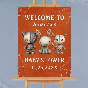 Custom Orange Halloween Baby Shower Welcome Sign