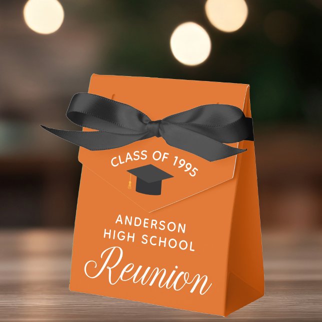 Custom Orange High School Reunion Party Favor Boxes (Creator Uploaded)