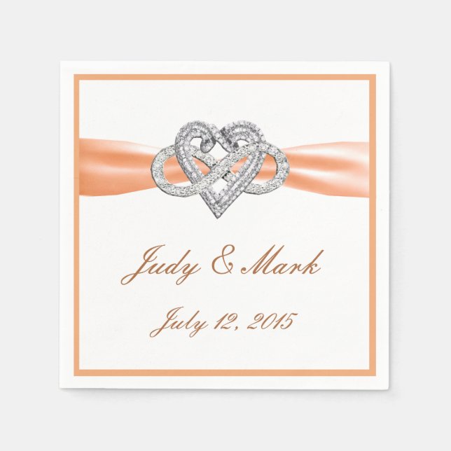 Custom Orange Infinity Heart Paper Napkins (Front)