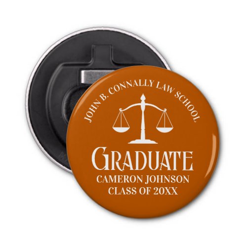 Custom Orange Law School Graduation Keepsake Bottle Opener