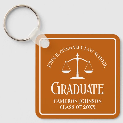 Custom Orange Law School Graduation Keepsake Keychain
