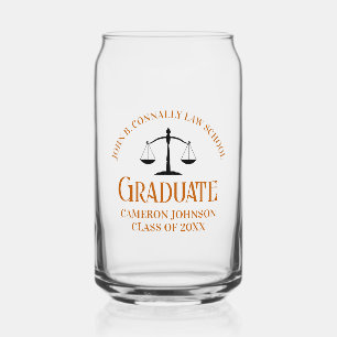 Custom Orange Law School Graduation Party Can Glass