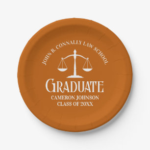 Custom Orange Law School Graduation Party Paper Plates