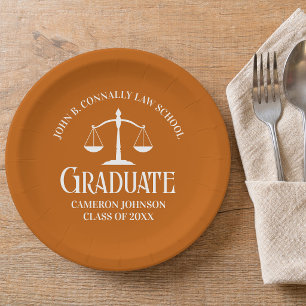 Custom Orange Law School Graduation Party Paper Plates
