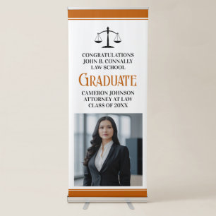 Custom Orange Law School Photo Graduation Party Retractable Banner