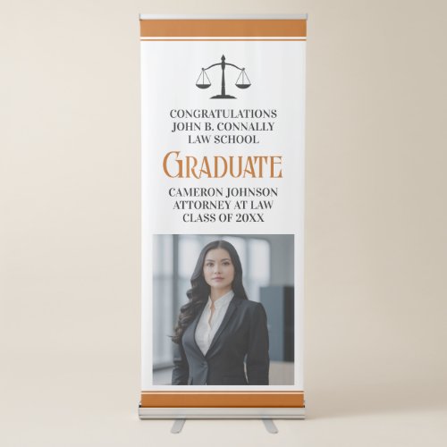 Custom Orange Law School Photo Graduation Party Retractable Banner