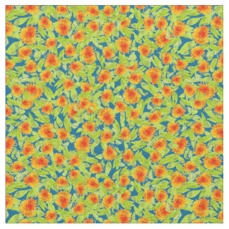 Custom Orange Marigold Pattern Floral Fabric