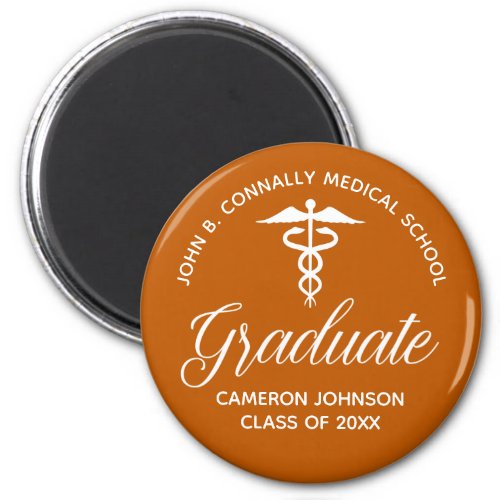 Custom Orange Medical School Graduation Keepsake Magnet