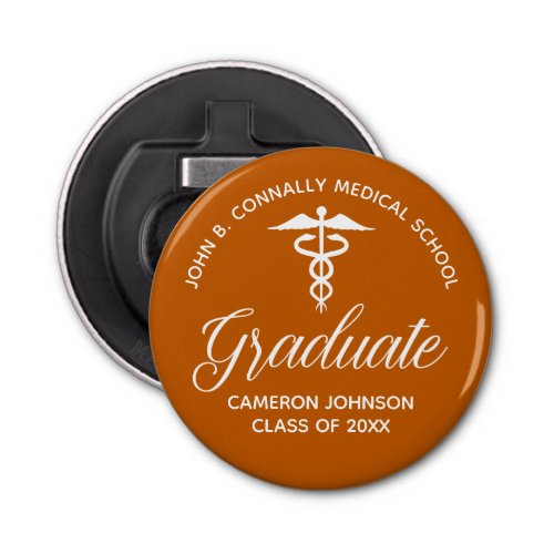 Custom Orange Medical School Graduation Party Bottle Opener