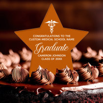 Custom Orange Medical School Graduation Party Cake Topper