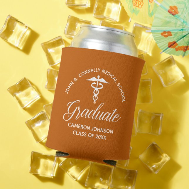 Custom Orange Medical School Graduation Party Can Cooler (In Situ Summer)