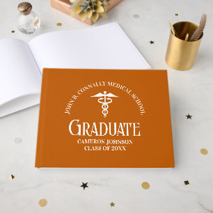 Custom Orange Medical School Graduation Party Guest Book