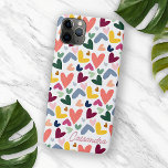 Custom Orange Mint Green Pink Blue Heart Pattern iPhone 11 Pro Max Case<br><div class="desc">Contemporary pastel blush pink, light and dark blue, coral orange, mint green, and yellow colored Valentine love hearts pattern on a white background. With room to customize or personalize with a name, monogram, or initials of your choice. Beautiful, modern, and cool cover for the trend-savvy and art-loving hip trendsetter, artsy...</div>