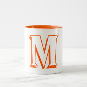 Custom Orange Monogram Initial Coffee Tea Milk Mug