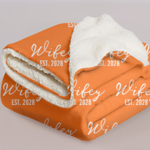 Custom Orange Mr & Mrs Blanket Gift for Newlyweds
