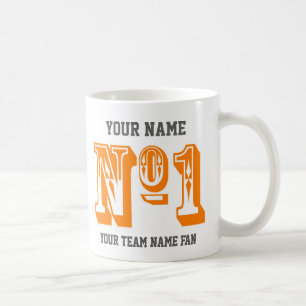 Custom Orange Number 1 Sports Team Fan Coffee Mug