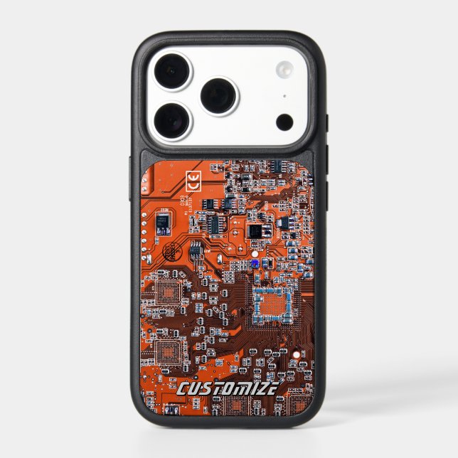 Custom Orange PCB Circuit Board for IT Pros 2 Otterbox iPhone Case (Back)