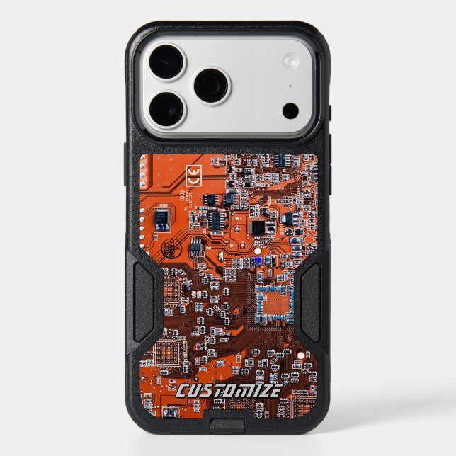Custom Orange PCB Circuit Board for IT Pros 2 Otterbox iPhone Case (Back)