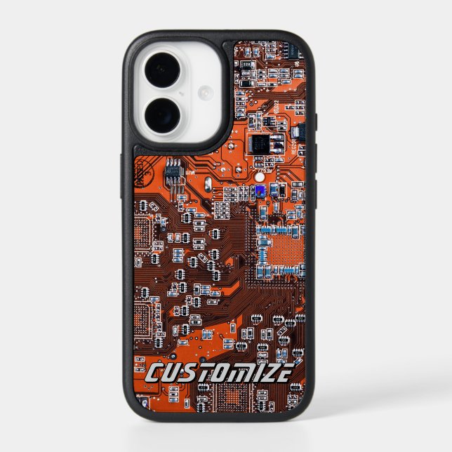 Custom Orange PCB Circuit Board for IT Pros 2 Otterbox iPhone Case (Back)