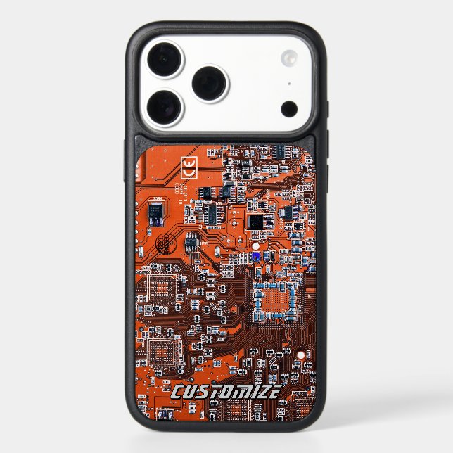 Custom Orange PCB Circuit Board for IT Pros 2 Otterbox iPhone Case (Back)