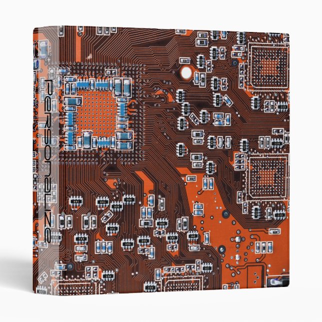 Custom Orange PCB Circuit Board for IT Pros 3 Ring Binder (Front/Spine)