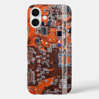 Custom Orange PCB Circuit Board for IT Pros iPhone 16 Plus Case