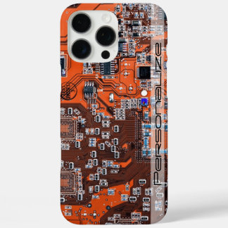 Custom Orange PCB Circuit Board for IT Pros iPhone 16 Pro Max Case